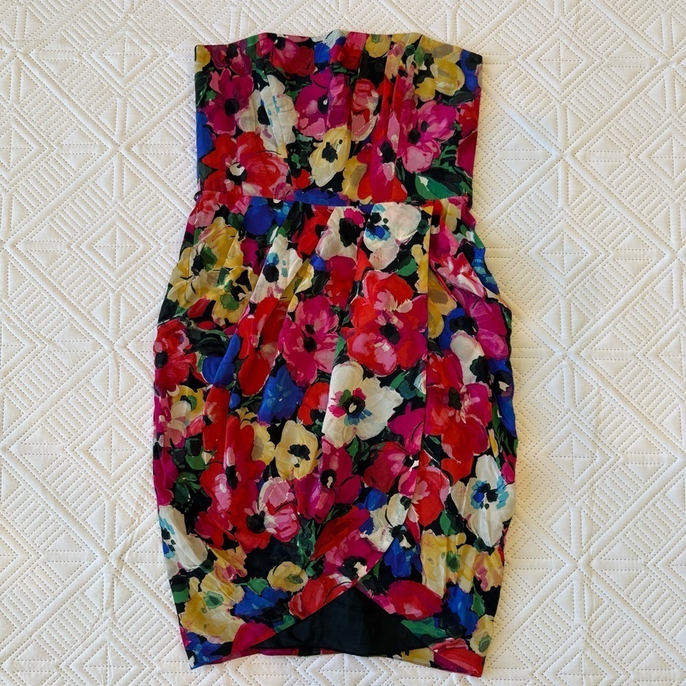 Shoshanna Multicolor Floral Strapless Mini Dress Size 2